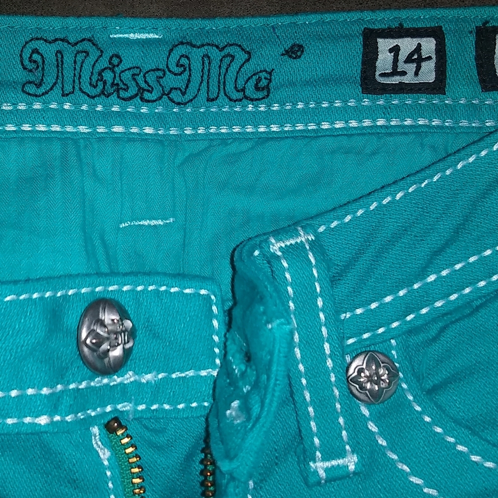 MissMe girls sz 14 turquoise jeans